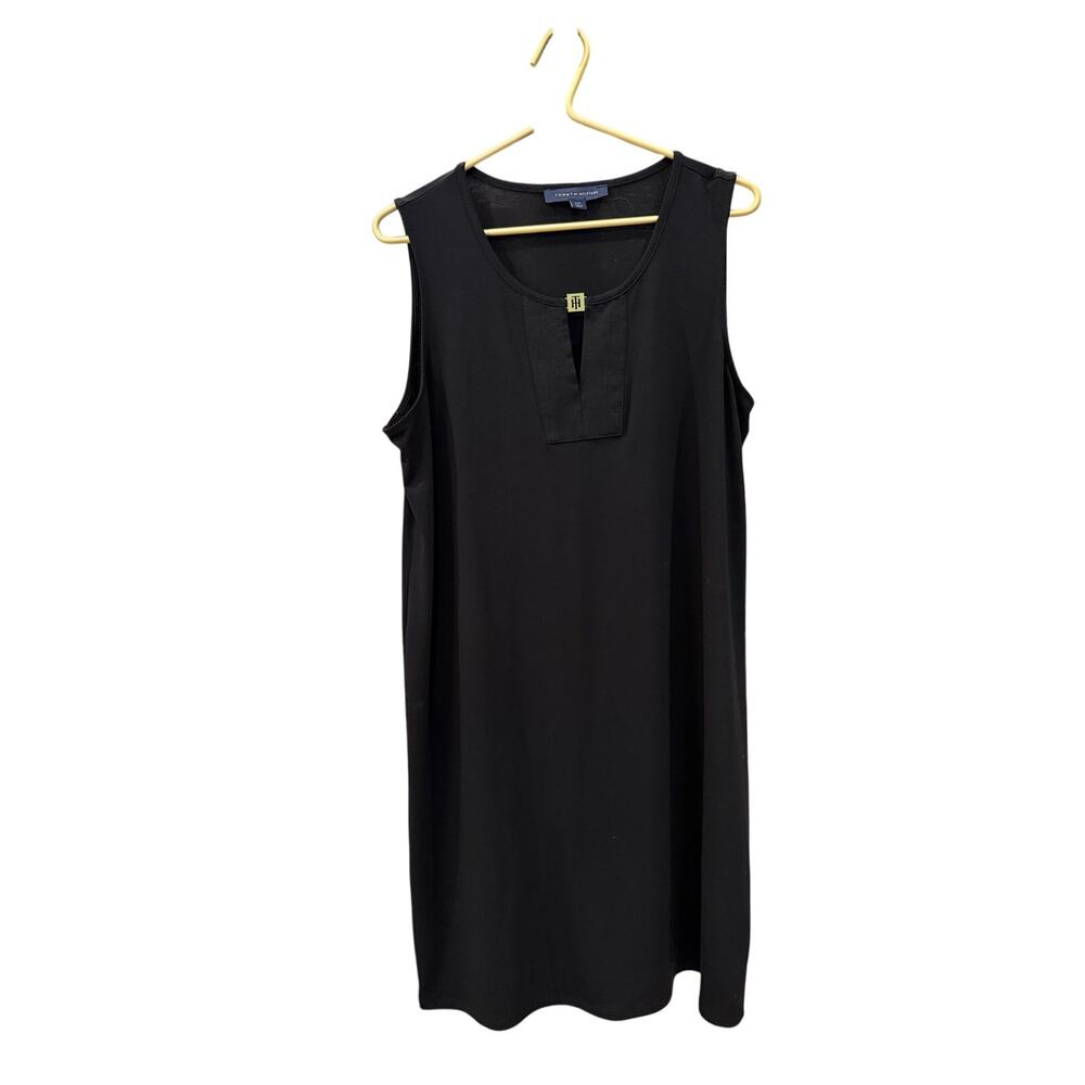 ✨ TOMMY HILFIGER Black Keyhole Neck Shift Dress L 🖤 - Picture 3 of 7